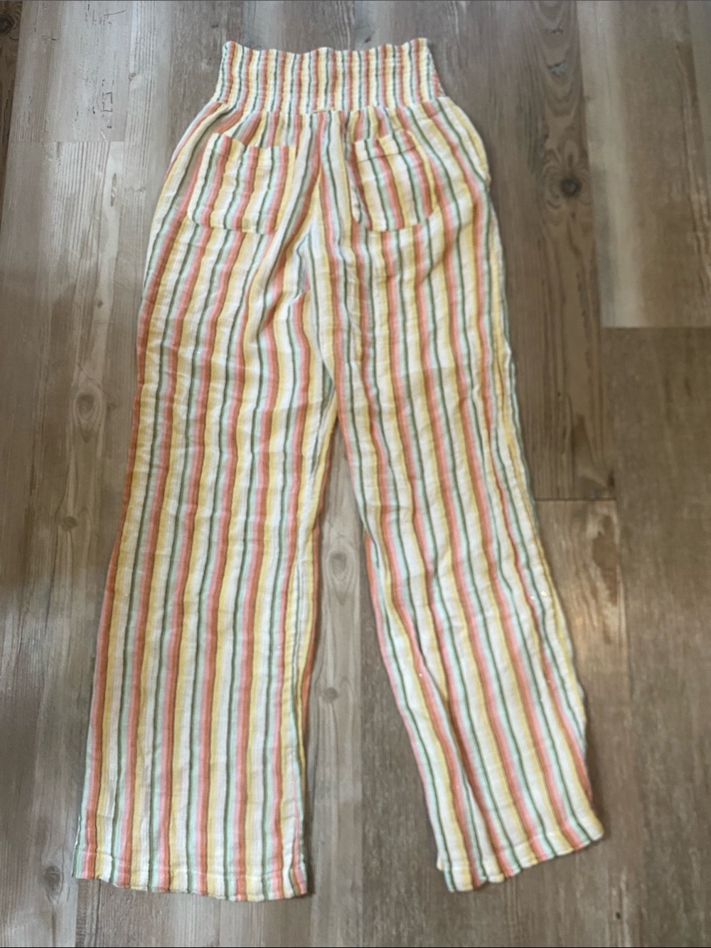 Billabong Multicolor Striped Summer Pants - Pink, Yellow & Green
